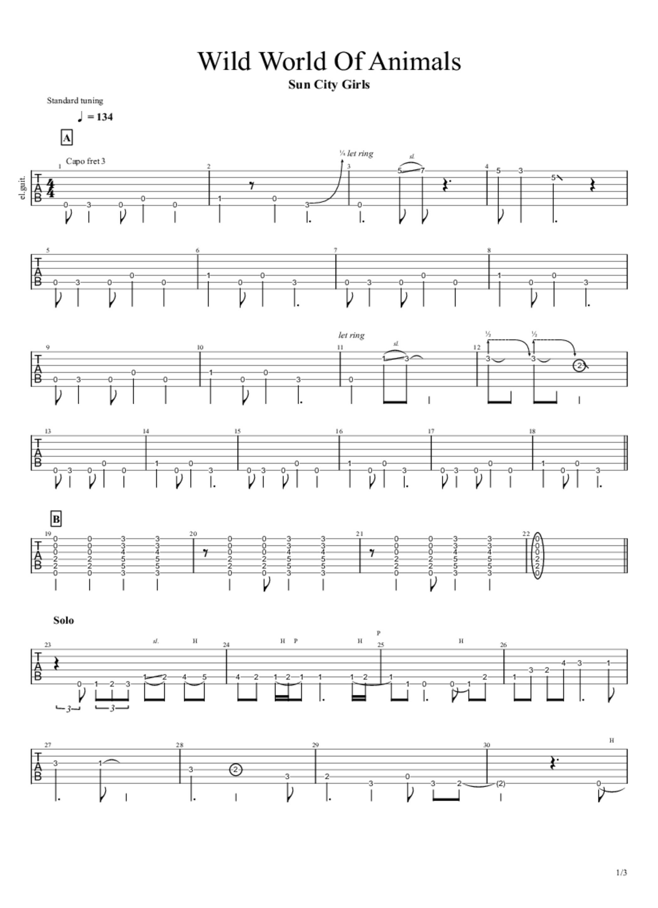Wild world of animals tab & chords