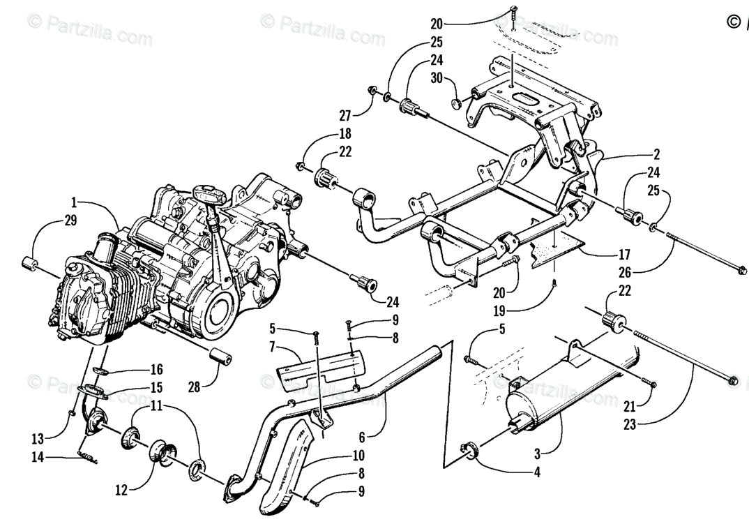 Arctic cat atv 2002 oem parts diagram for engine and related parts