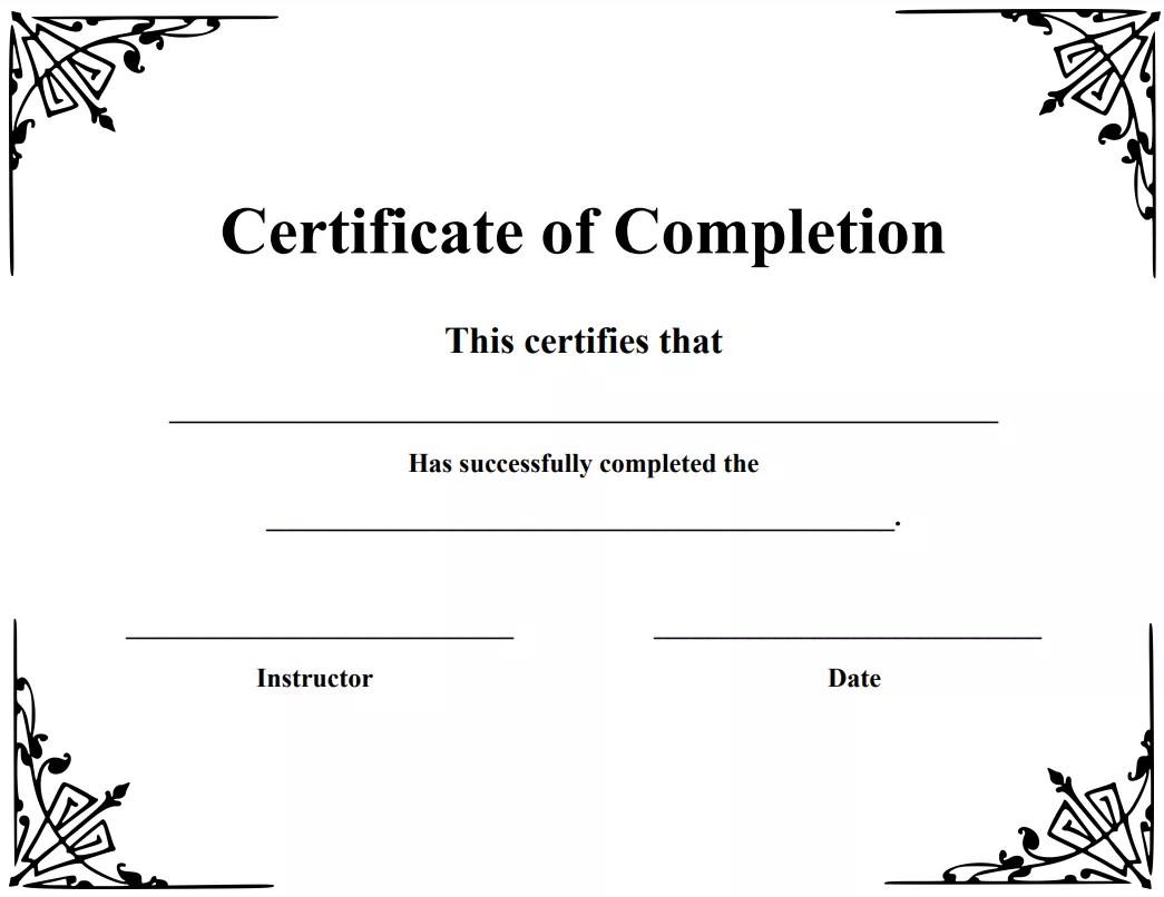 Completion Certificate Form - High Quality Colorful Picture - Full HD