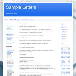 Internet Disconnection Letter Sample