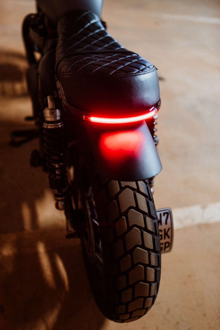 Bobbed and hooped Macco Motors rear tail kit for Bonneville T120 Custom