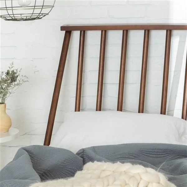 Walker Edison Modern Wood Queen Spindle Bed Walnut Lwqspinwt Rona