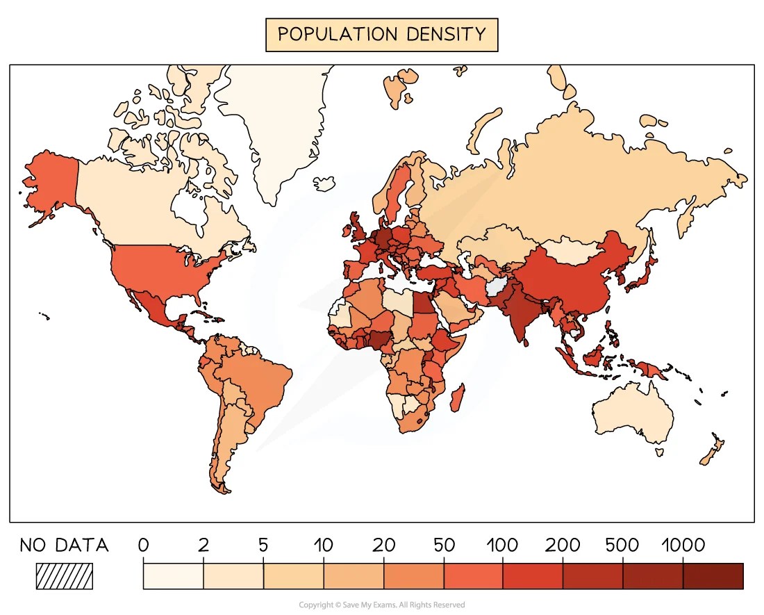 Factors Affecting Population Density Cambridge CIE O World Population Density 