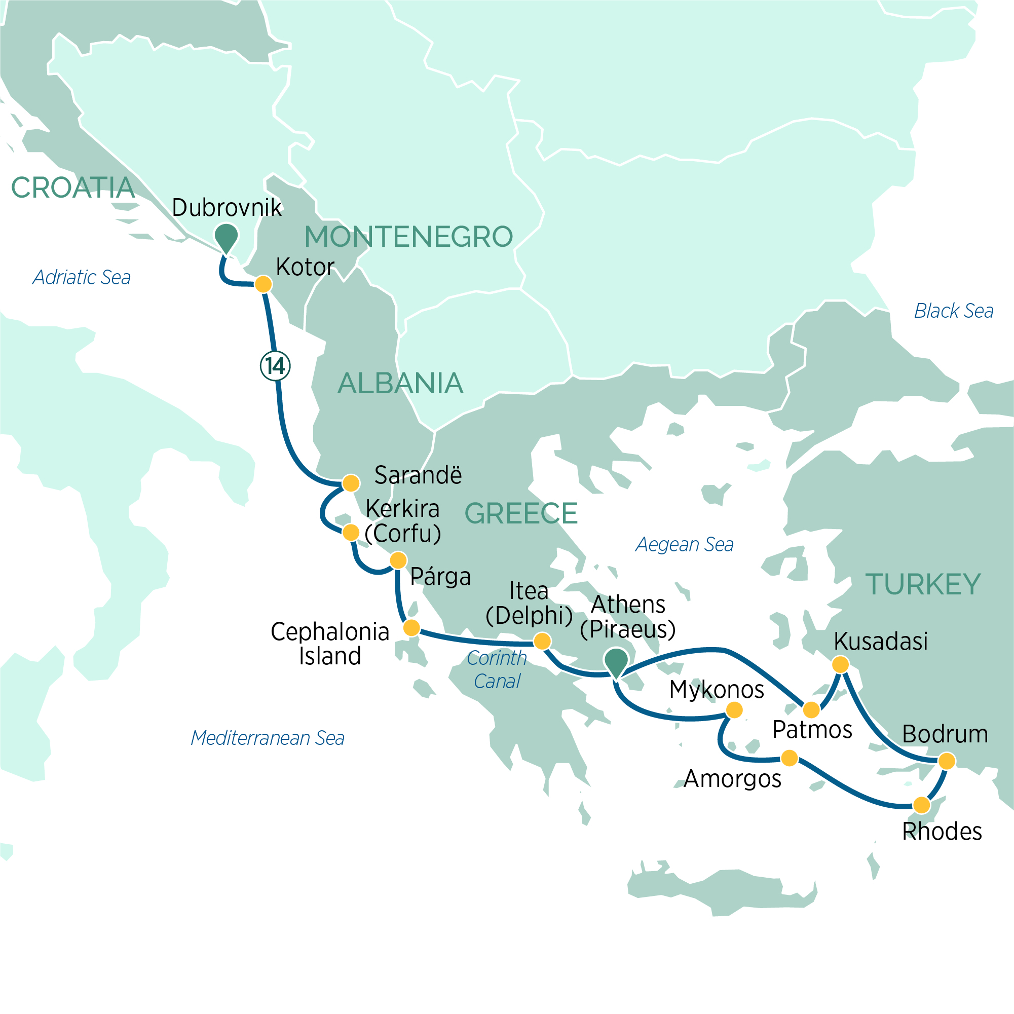 Sailing to ionian islands routes, sailing to santorini route, sailing to mykonos route, cruisers to rent athens, cruisers to rent greece. Discover The Eastern Mediterranean Emerald Cruises