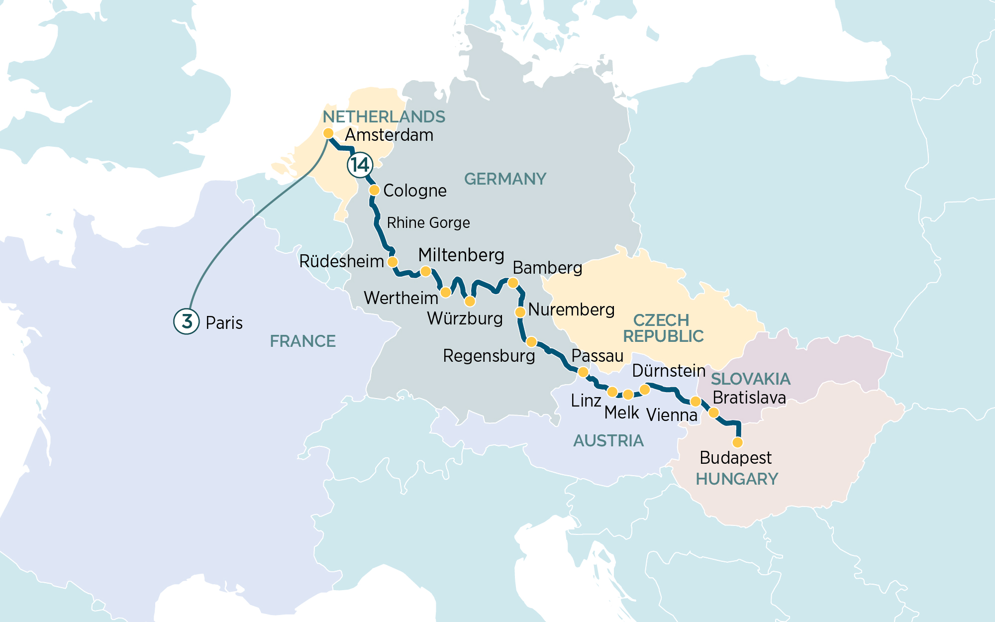 Danube River Europe Map ECER EPAF 2026 