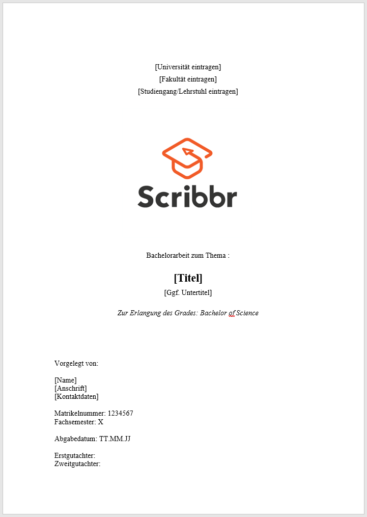 Das titelblatt der arbeit muss folgende informationen enthalten: Die Formatierung Deiner Bachelorarbeit Vorlage Zum Download