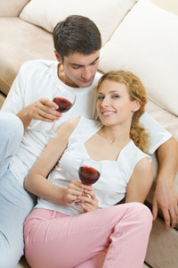 Young Couple with Wine