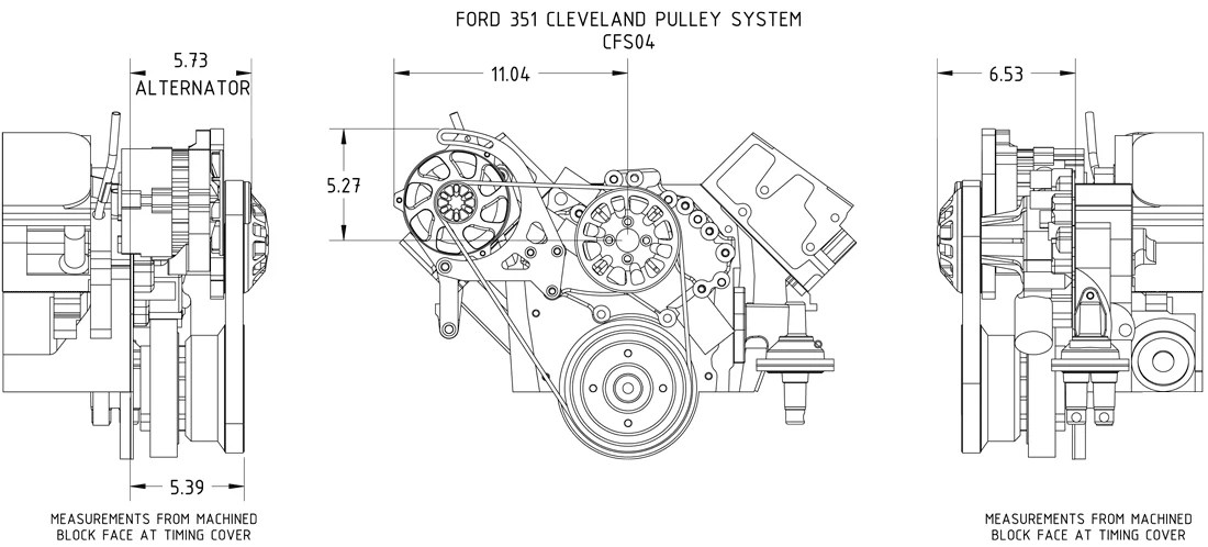 An engine block is an essential part of the structure of an internal combustion engine. Ford 351c 351m 400 Kit With Alternator Concept One Pulleys