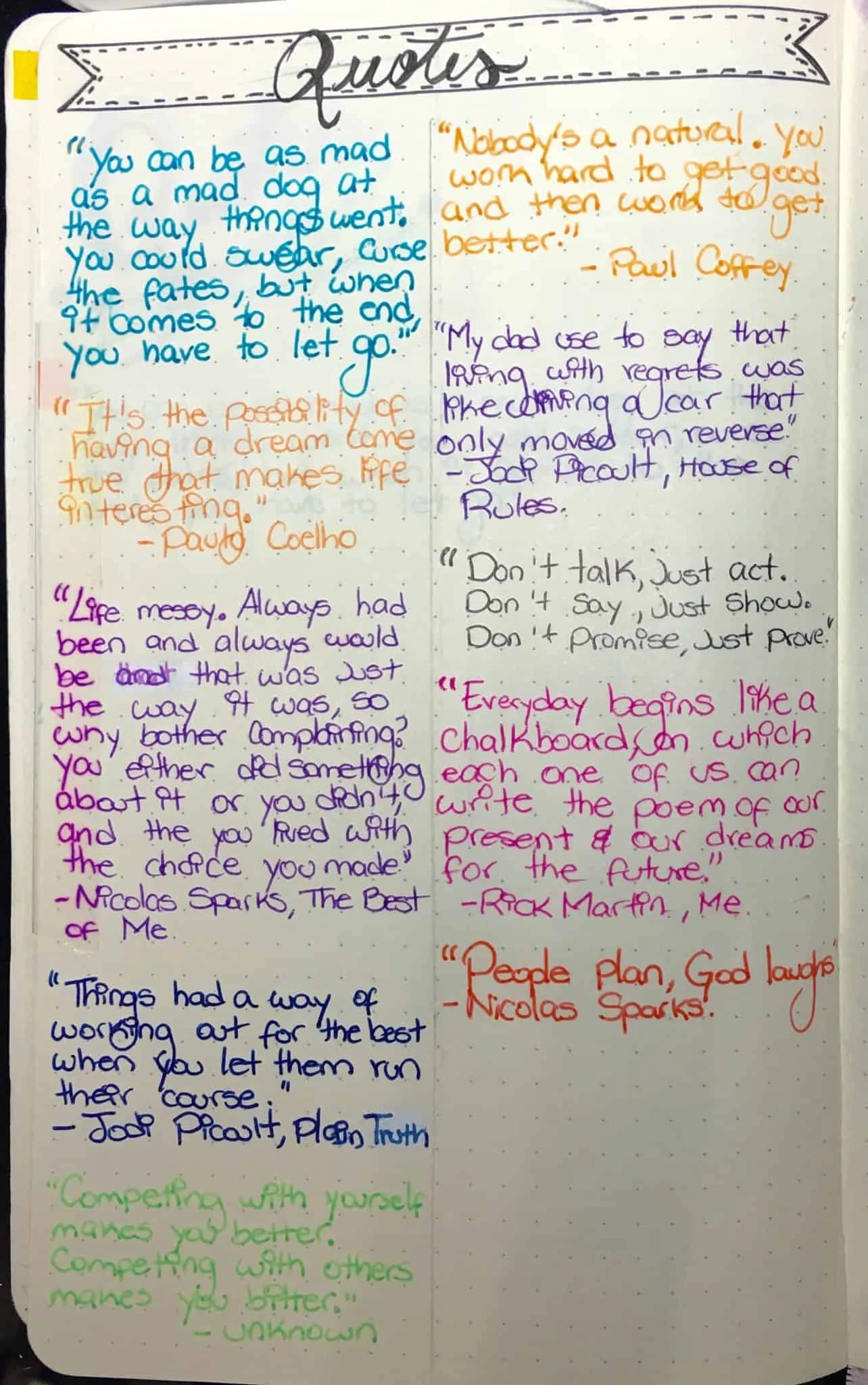 free bullet journal printable quotes tracker