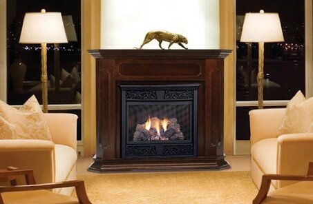Hearthsense 42 In Corner Ventless Liquid Propane Gas Tower Fireplace In Cherry 170089 The Home Depot