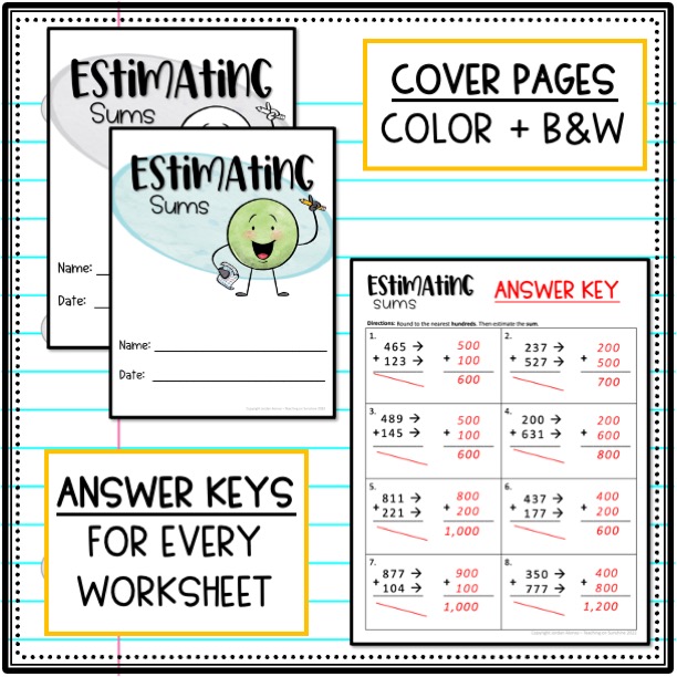 Estimating Sums And Differences 3 Digit Worksheet Practice Word Problems - Colorful Picture Collection - 4K Quality