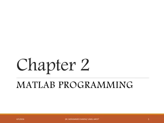 02 MATLAB Programming | PPT