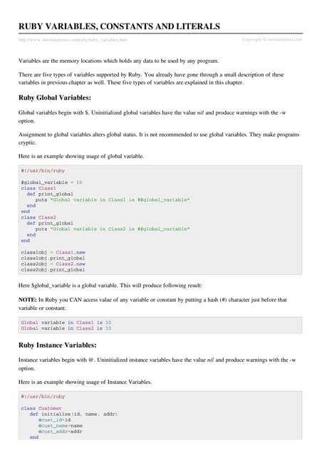 06 Ruby Variables | PDF
