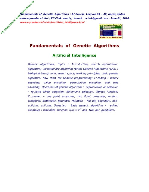 Genetic Algorithms-artificial Intelligence | PDF