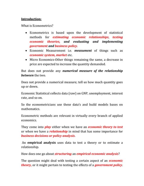 Econometrics Lecture 1st | PPT