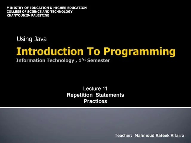 Computer Programming, Loops Using Java - Part 2 | PPT