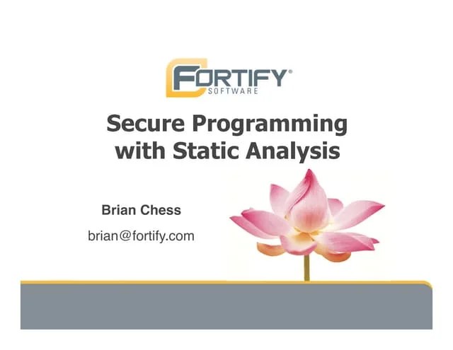 Secure Programming With Static Analysis | PPT