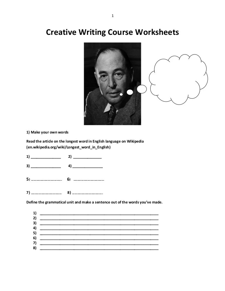 creative writing course worksheets