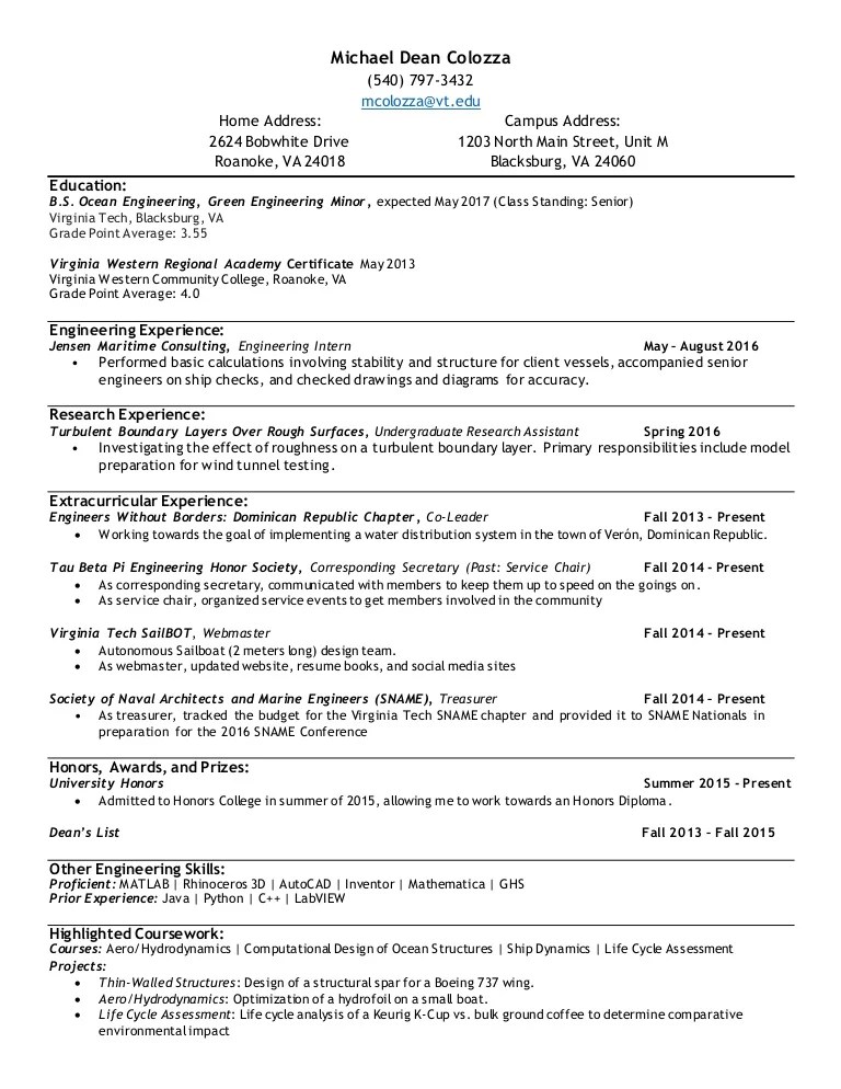 Colozza Michael Resume