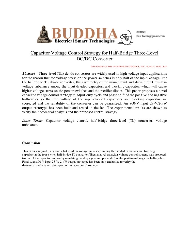 Capacitor Voltage Control Strategy For Half Bridge Three