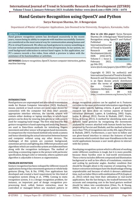 Hand Gesture Recognition Using OpenCV And Python | PDF