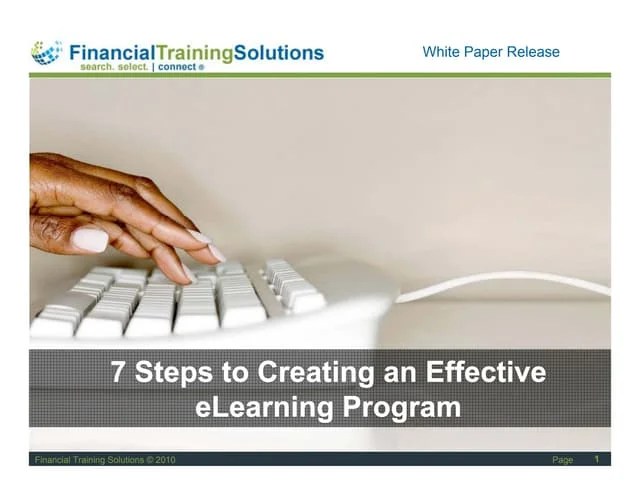 7 Steps To Creating An Effective E Learning Program Pdf