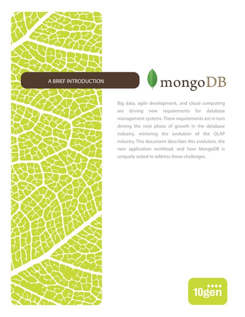A Brief Introduction: MongoDB | PDF | Databases | Computer Software And ...