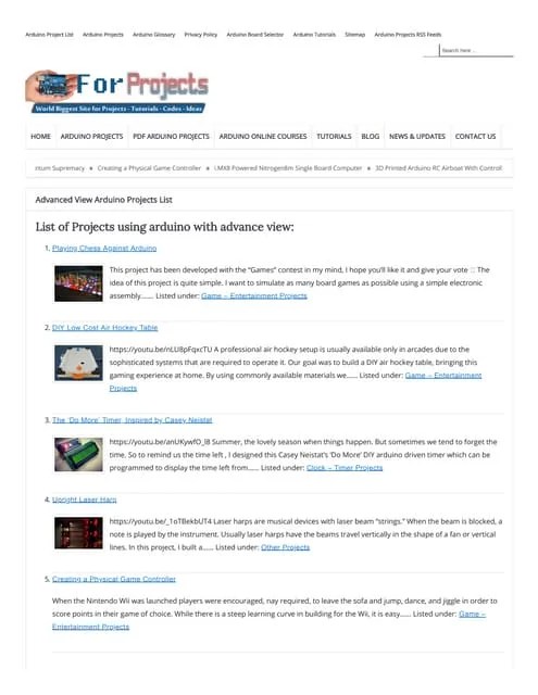 Advanced View Arduino Projects List Use Arduino For Projects | PDF