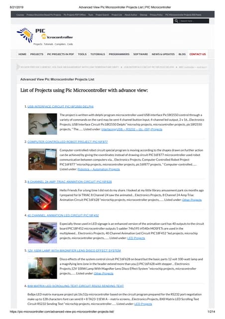 Advanced View Pic Microcontroller Projects List (1767) Pic Microcontroller | PDF