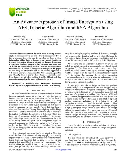 An Advance Approach Of Image Encryption Using AES, Genetic Algorithm ...