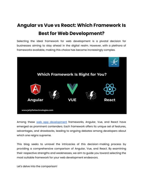 Angular Vs Vue Vs React: Which Framework Is Best For Web Development? | PDF