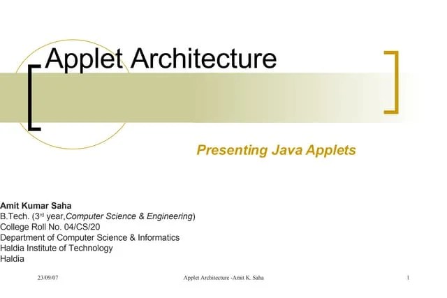 Applet Architecture - Introducing Java Applets | PPT