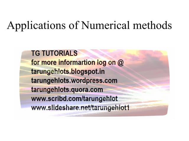 Numerical Methods And Its Applications Pptx
