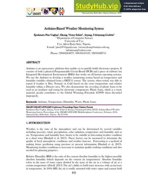 IRJET- Arduino Based Weather Monitoring System | PDF