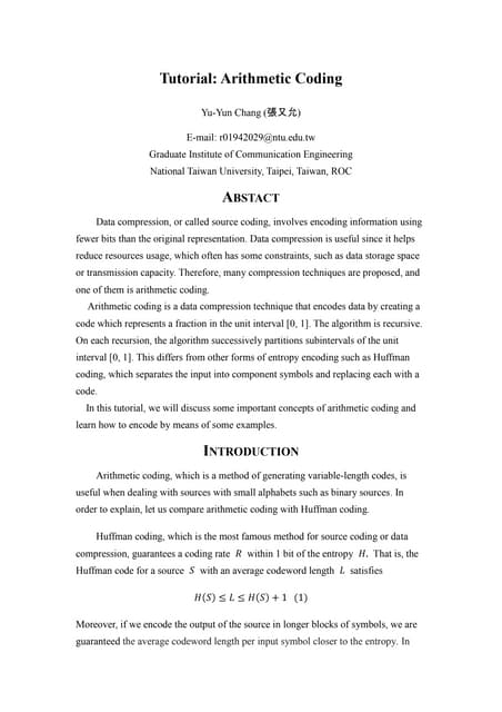 Arithmetic Coding | DOCX