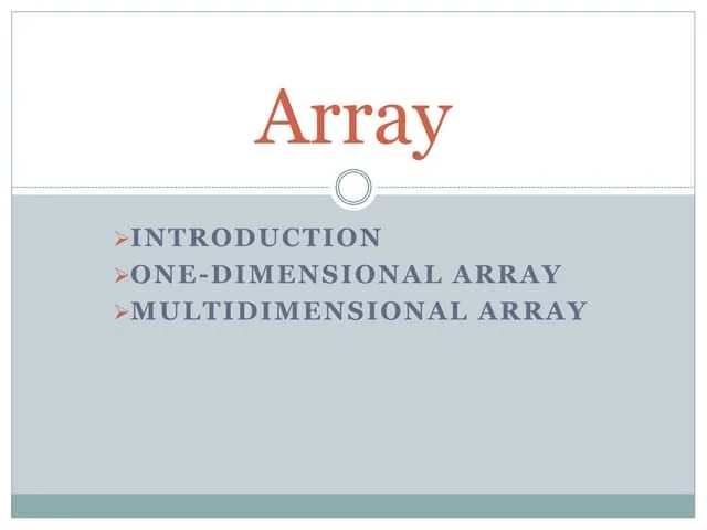 Array In C | PPTX