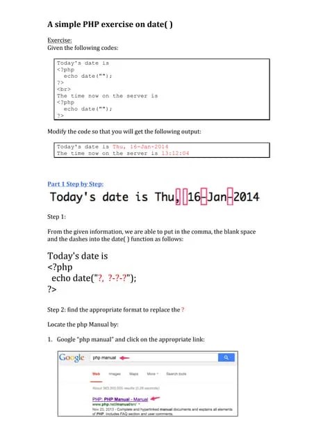 A Simple Php Exercise On Date( ) Function | PDF | Technology & Computing