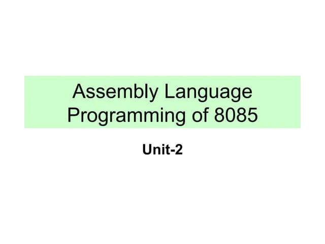 Assembly Language Programming Of 8085 | PPT