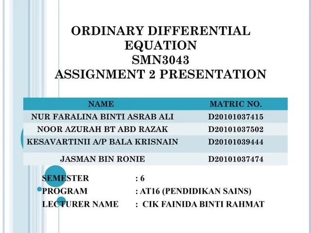 Linear Differential Equation Pptx