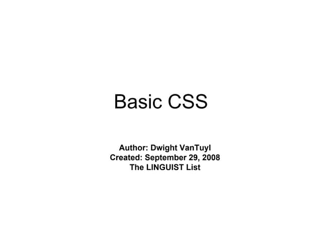 Cascading Style Sheets (CSS) Help | PPT