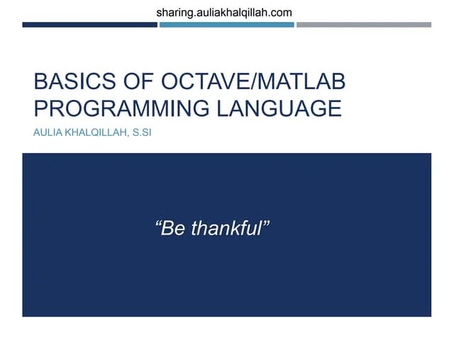 Basic Of Octave Matlab Programming Language | PPTX