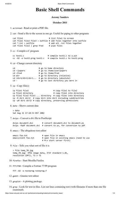Unix/Linux Command Reference - File Commands And Shortcuts | PDF