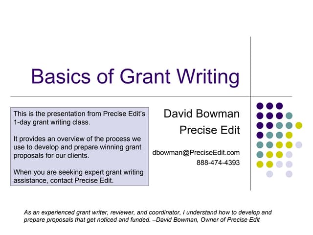 Writing A Grant Proposal Pptx