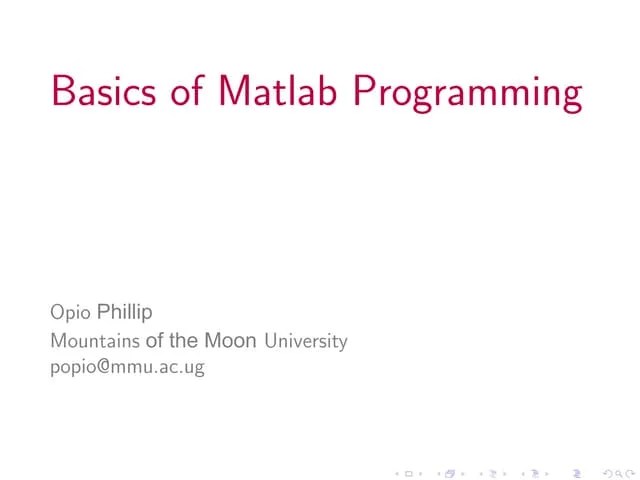 Basics Of Programming In Matlab For Beginners | PPT