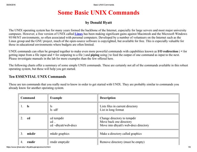 Basic Unix Commands | PDF