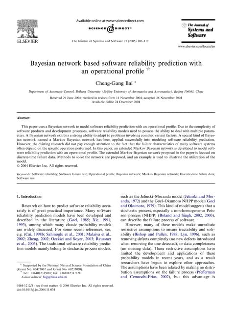 Bayesian Network Based Software Reliability Prediction | PDF