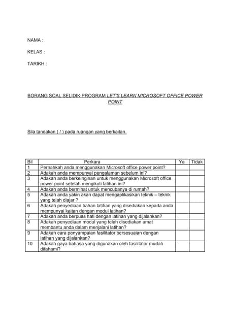 Unit Kokurikulum Borang Soal Selidik Pdpc Pkp Senarai semak untuk pelaksanaan audit dalaman.