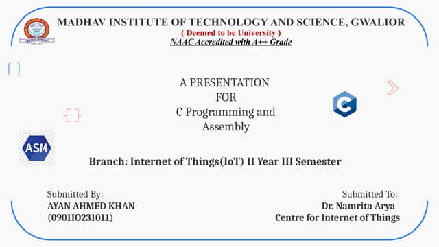 Nptel C Programming And Assembly Language | PPTX