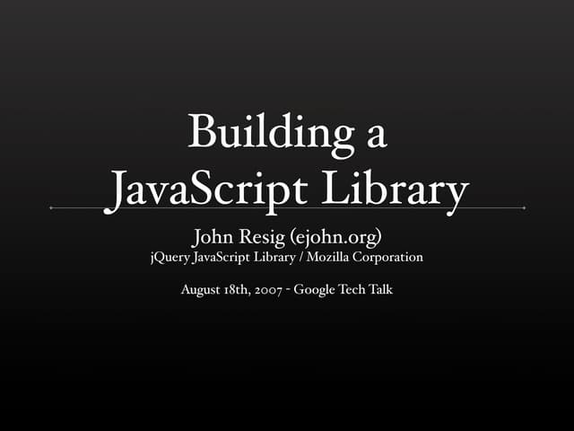 Building A JavaScript Library | PDF