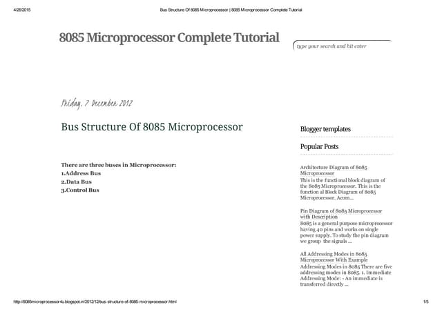 Bus Structure Of 8085 Microprocessor 8085 Microprocessor Complete ...